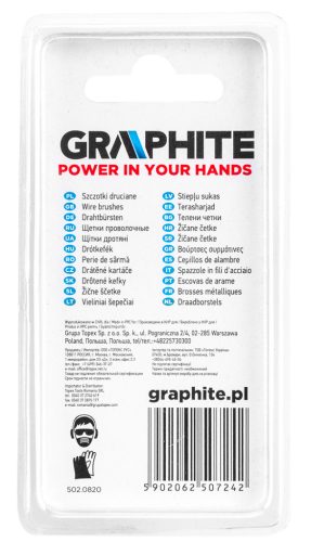 Graphite Csapos kefe készlet 3db, sárgaréz befejezőkefe, pohárkefe, kerékkefe