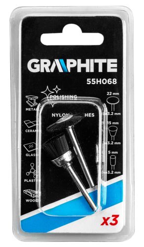 Graphite Csapos kefe készlet 3db: műanyag befejezőkefe, pohárkefe, kerékkefe