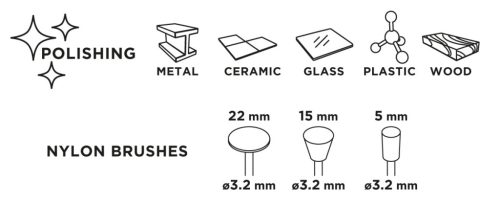 Graphite Csapos kefe készlet 3db: műanyag befejezőkefe, pohárkefe, kerékkefe