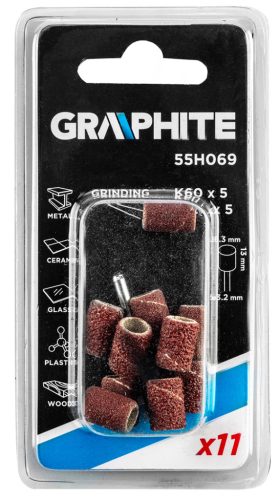 Graphite Csiszolóhüvely 6.3mm, K60, K120, készlet 10db + szár 3.2mm