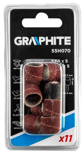 Graphite Csiszolóhüvely12.7mm, K60, K120, készlet 10db + szár 3.2mm