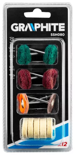 Graphite Kefe és polírozó készlet, mini fúró- és csiszológéphez, 12db