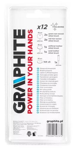 Graphite Kefe és polírozó készlet, mini fúró- és csiszológéphez, 12db