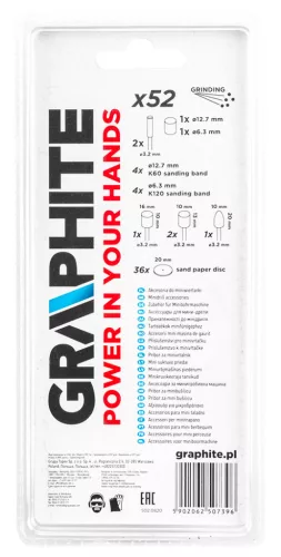 Graphite Csiszolókészlet mini fúró- és csiszológéphez, csiszolóanyagok, csiszolópapírok, 52db