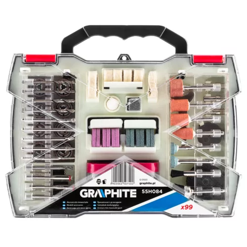 Graphite Tartozékkészlet mini fúró- és csiszológéphez, 99db