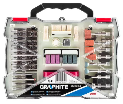 Graphite Tartozékkészlet mini fúró- és csiszológéphez, 99db
