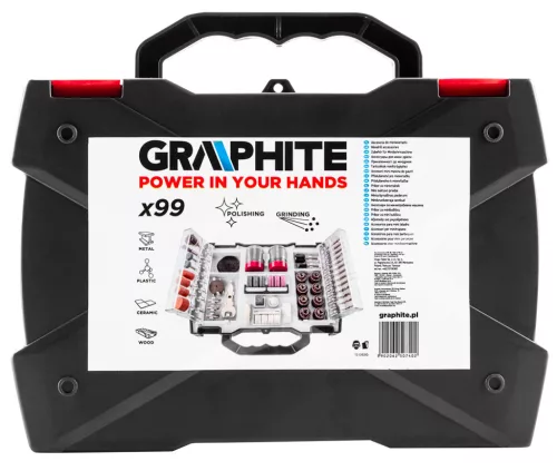 Graphite Tartozékkészlet mini fúró- és csiszológéphez, 99db