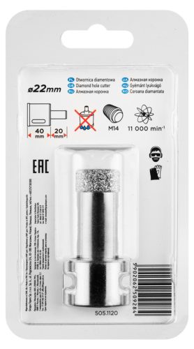 Graphite Körkivágó, gyémántos 22mm, M14