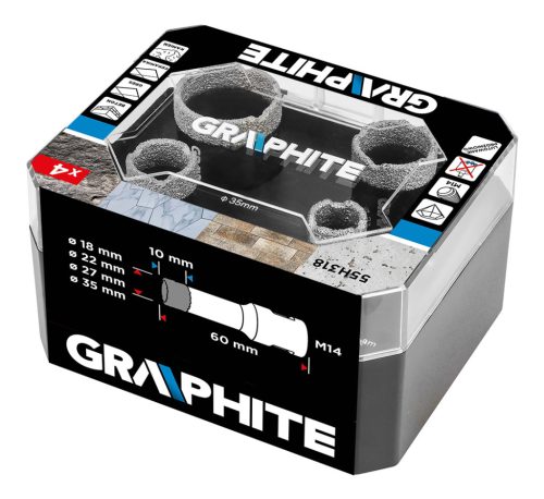 Graphite Körkivágó készlet, gyémántos, M14, 18,22.27,35mm