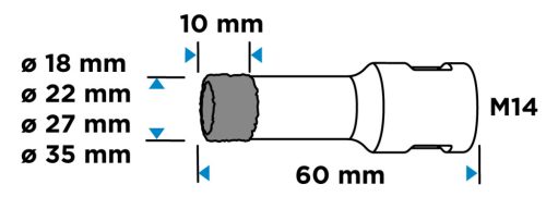 Graphite Körkivágó készlet, gyémántos, M14, 18,22.27,35mm