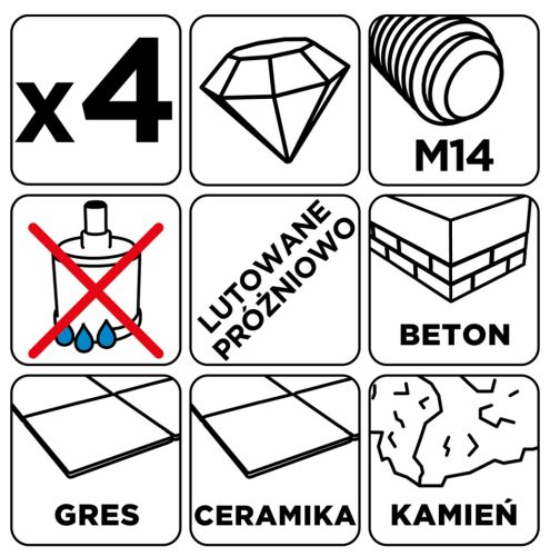 Graphite Körkivágó készlet, gyémántos, M14, 18,22.27,35mm