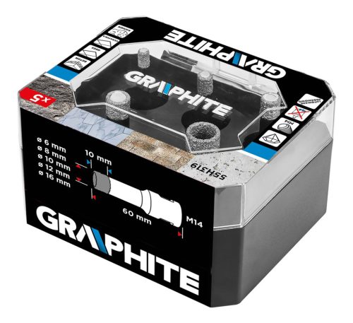Graphite Körkivágó készlet, gyémántos, M14, 6,8,10,12,16mm