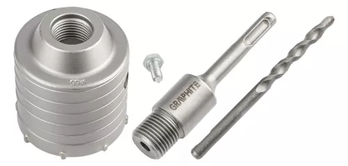 Graphite Koronafúró, körkivágó, 65mm, SDS-Plusszárral és központfúróval