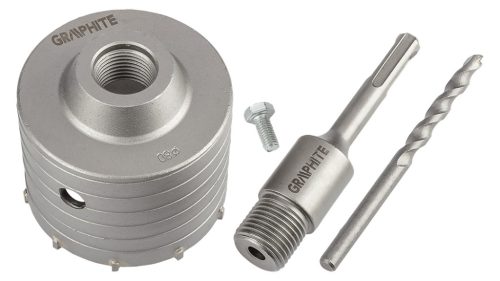 Graphite Koronafúró, körkivágó, 80mm, SDS-Plusszárral és központfúróval