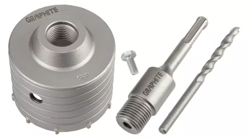 Graphite Koronafúró, körkivágó, 85mm, SDS-Plusszárral és központfúróval