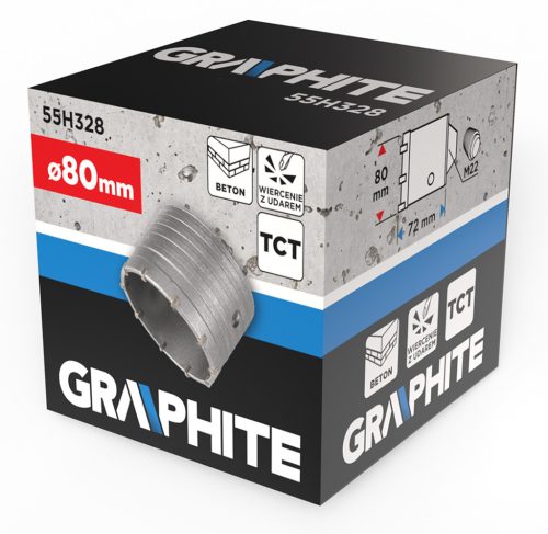 Graphite Koronafúró, körkivágó, 80mm, M22