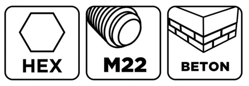 Graphite Koronafúró, körkivágó adapter, HEX hatszög szárral, központfúróval, M22, 200mm