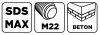Graphite Koronafúró, körkivágó adapter, SDS-Max szárral, központfúróval, M22, 190mm