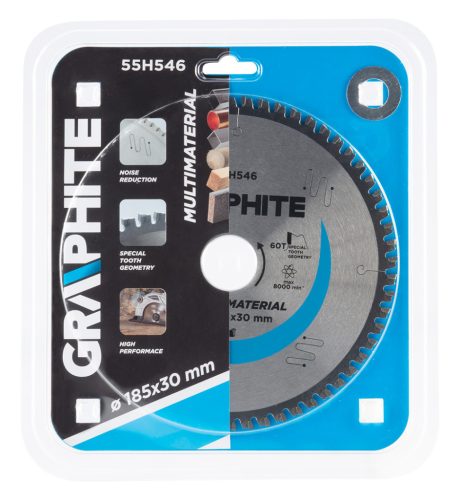 Graphite Körfűrészlap univerzális, keményfém fogakkal, 185x30mm, 60 fog