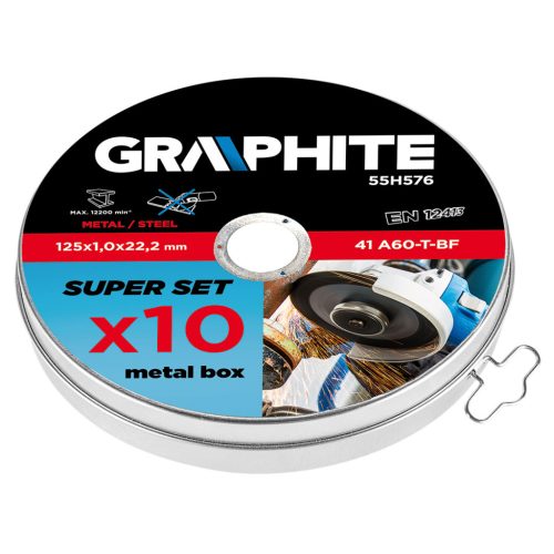 Graphite Vágókorong fémhez 125x1x22.2mm, 10db, 41A60-T-BF