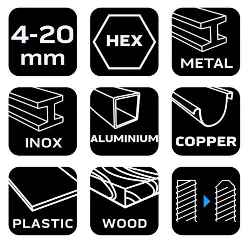 Neo Tools Külső sorjázó, élletörő, 4-20mm, hatlapú