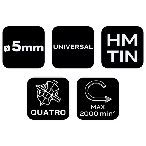 Neo Tools Univerzális 4 élű üvegfúró, fa, műanyag, fém, kőzet, kerámia fúráshoz, 5mm