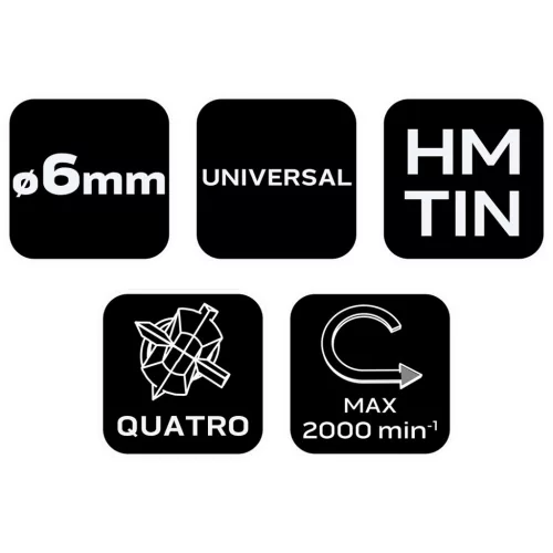 Neo Tools Univerzális 4 élű üvegfúró, fa, műanyag, fém, kőzet, kerámia fúráshoz, 6mm