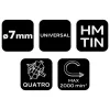 Neo Tools Univerzális 4 élű üvegfúró, fa, műanyag, fém, kőzet, kerámia fúráshoz, 7mm