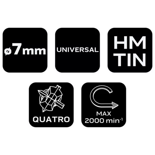 Neo Tools Univerzális 4 élű üvegfúró, fa, műanyag, fém, kőzet, kerámia fúráshoz, 7mm
