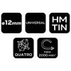 Neo Tools Univerzális 4 élű üvegfúró, fa, műanyag, fém, kőzet, kerámia fúráshoz, 12mm