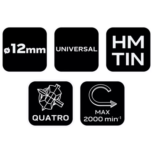 Neo Tools Univerzális 4 élű üvegfúró, fa, műanyag, fém, kőzet, kerámia fúráshoz, 12mm