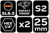 Neo Tools Torziós ütvecsavarozó bit SL6.5x25mm, 2db