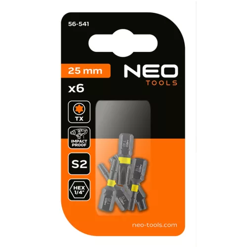 Neo Tools Torziós ütvecsavarozó bit Torx 10/15/20/25/30/40x25mm