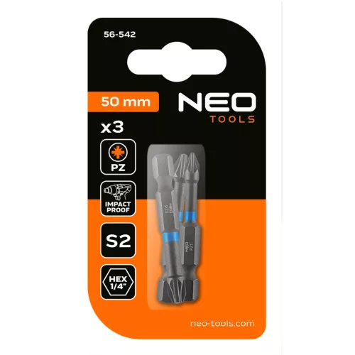 Neo Tools Torziós ütvecsavarozó bit PZ1/2/3x50mm