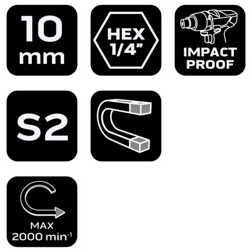 Neo Tools Csavarbehajtó ütvecsavarozókhoz, hatlapú, mágneses, 10mm