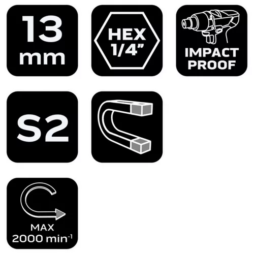 Neo Tools Csavarbehajtó ütvecsavarozókhoz, hatlapú, mágneses, 13mm