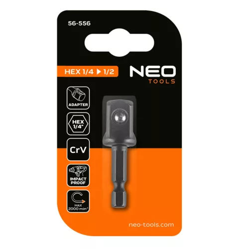 Neo Tools Adapter csavarbehajtókhoz 1/4" hatlapú-1/2" négyszög