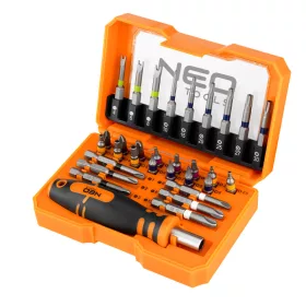   Neo Tools Csavarhúzó bitkészlet, 31db, bitek 25mm-15db, bitek 50mm-15db, bittartó