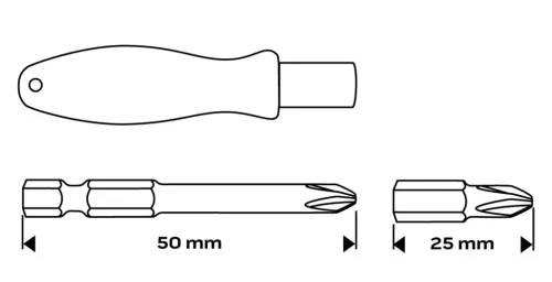 Neo Tools Csavarhúzó bitkészlet, 31db, bitek 25mm-15db, bitek 50mm-15db, bittartó