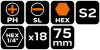 Neo Tools Csavarhúzó bitkészlet, 18db, bitek 75mm-18db