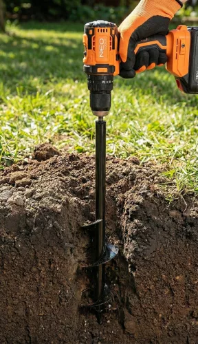 Neo Tools Földfúró szár, 80x600mm, 3/8" hatszög befogó, hálózati és akkus fúrógépekhez
