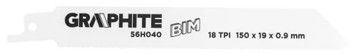 Graphite Orrfűrészlap, BI-Metal, 150x19x0.9mm, 18TPI, 2db