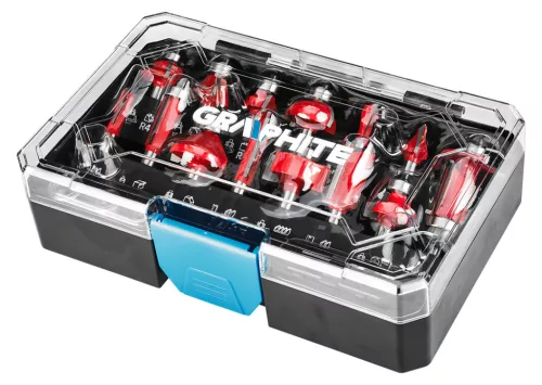 Graphite Felsőmaró készlet, 8mm-es szárral, 15db-os