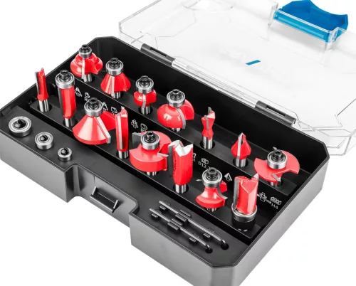 Graphite Felsőmaró készlet, 8mm-es szárral, 15db-os