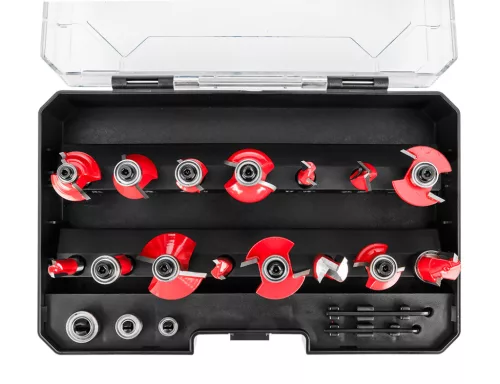 Graphite Felsőmaró készlet, 8mm-es szárral, 15db-os