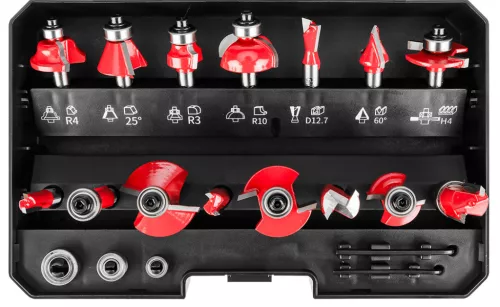 Graphite Felsőmaró készlet, 8mm-es szárral, 15db-os