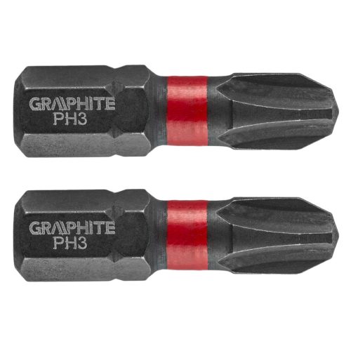 Graphite Torziós ütvecsavarozó bit PH3x25mm, 2db