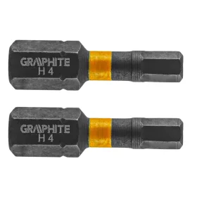 Graphite Torziós ütvecsavarozó bit, hatlapú, 4x25mm, 2db