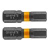 Graphite Torziós ütvecsavarozó bit, hatlapú, 5x25mm, 2db