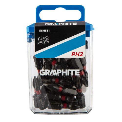 Graphite Torziós ütvecsavarozó bit PH2x25mm, 20db